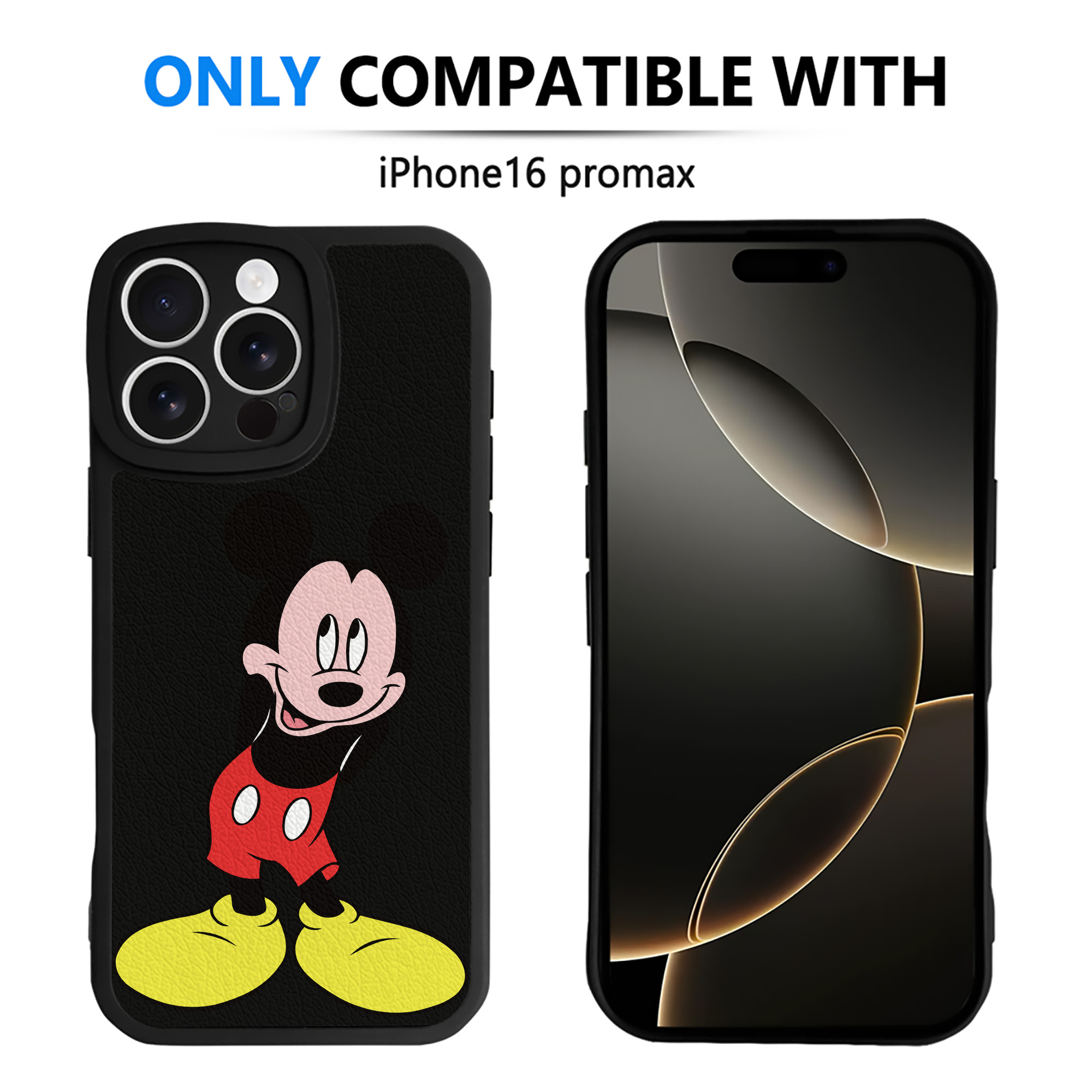 （画像用） ミッキーマウス Mickey Mouse 【iPhone 16シリーズ対応】シリコンスマホケース（レザー調） 材質：シリコン
